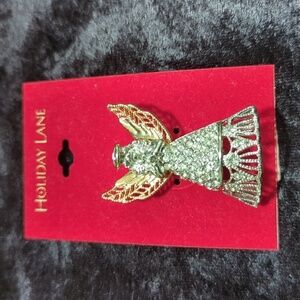 Holiday Lane Silver Pave Angel Pin - Never Worn